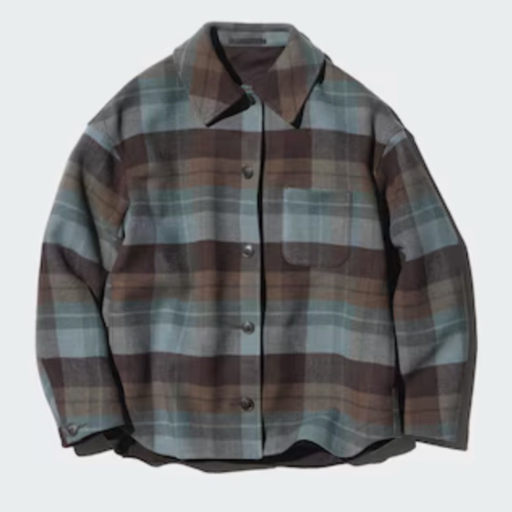 Uniqlo | Jacket | Oversized Short Jacket | Checked Green